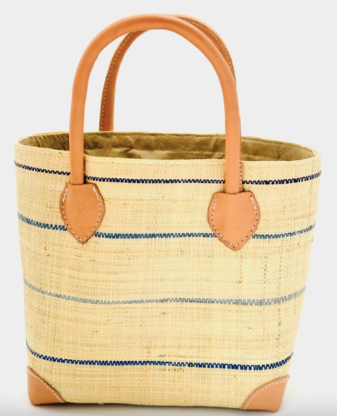 Pinstripes Straw Basket Bag