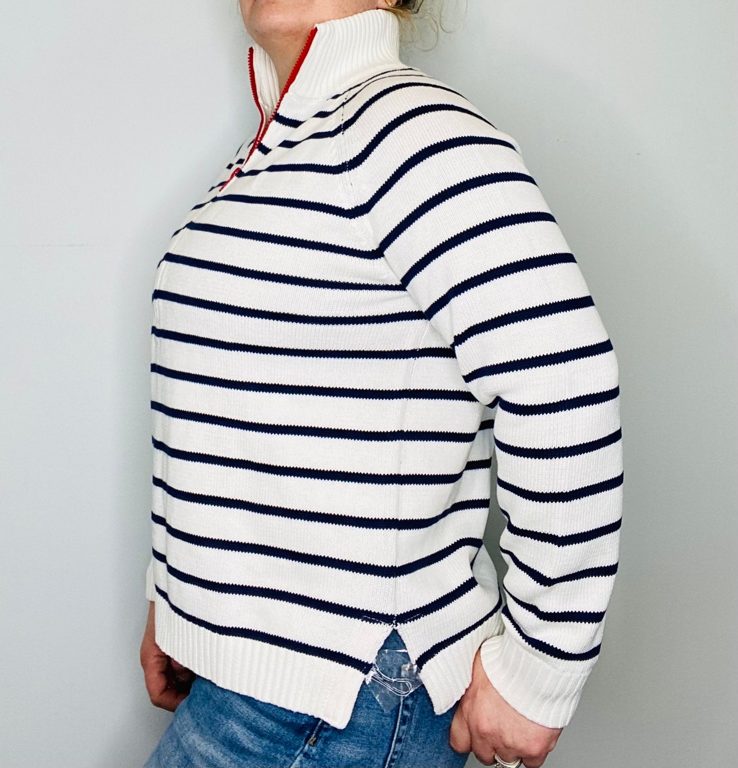 Half-Zip Striped Sweater