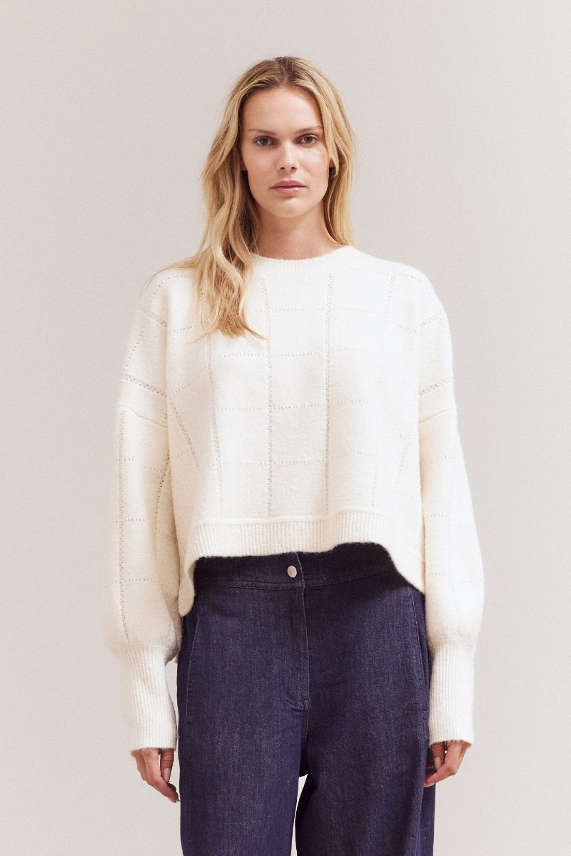 Ivory Grid Sweater
