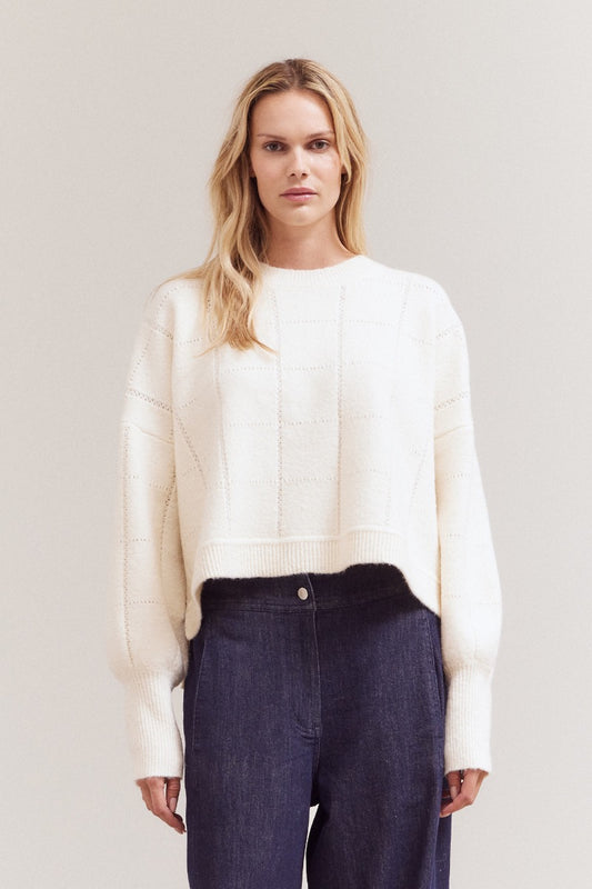Ivory Grid Sweater