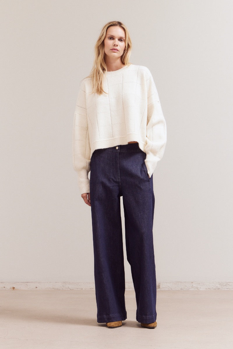 Ivory Grid Sweater