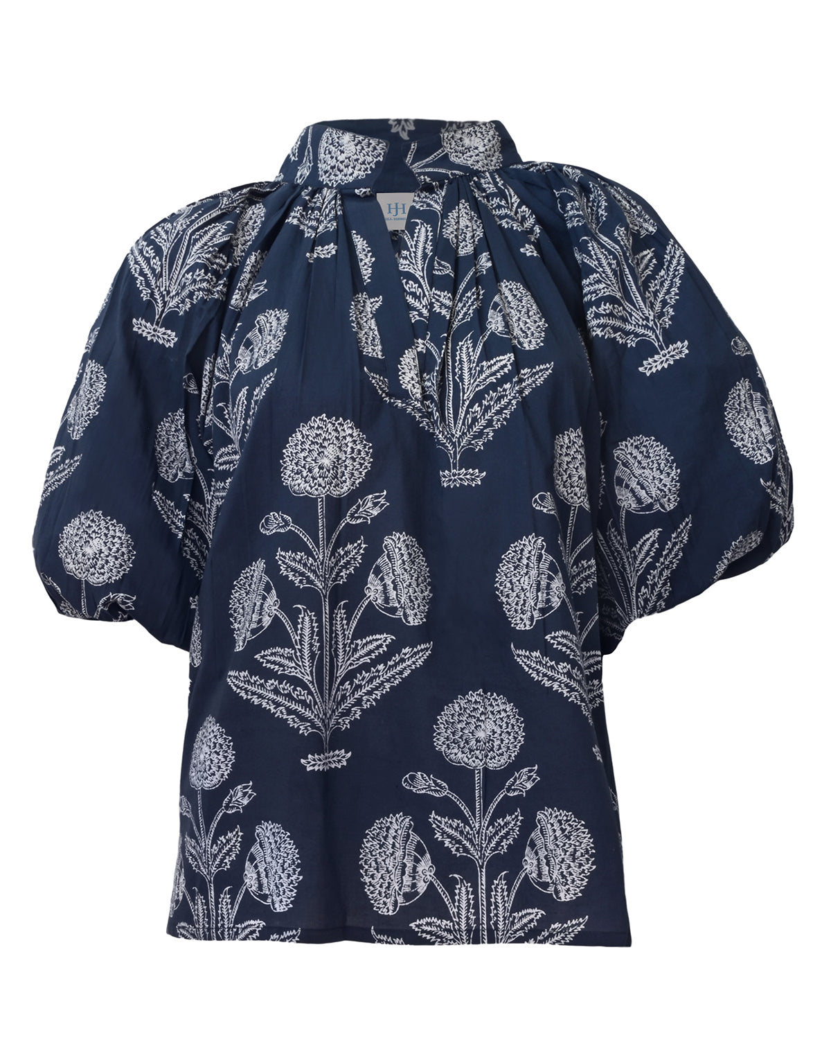 Navy Hydrangeas Blouse