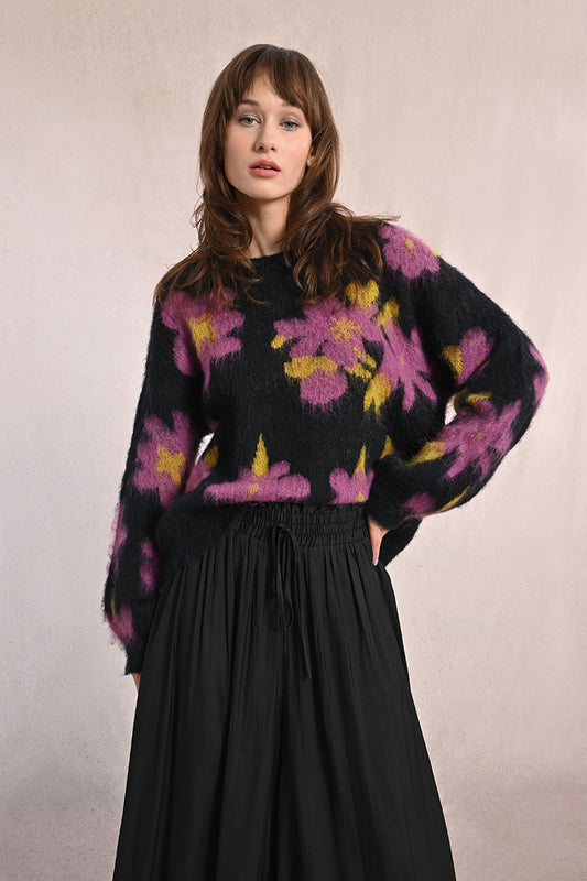 Black Floral Sweater