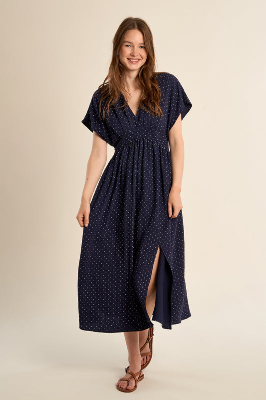 Navy Polka Dress