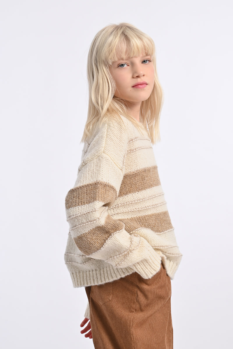 Girls Sand Striped Sweater