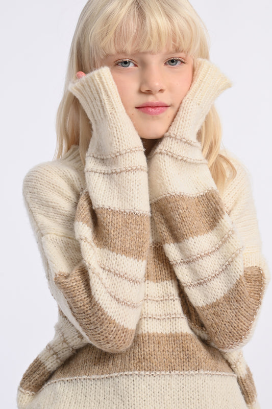 Girls Sand Striped Sweater