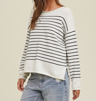 Cream + Navy Stripe Sweater