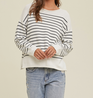 Cream + Navy Stripe Sweater