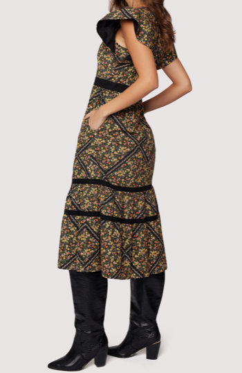Black Floral Midi Dress