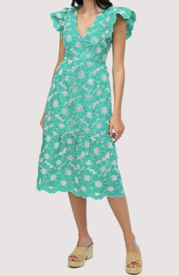 Green Flower Midi Dress