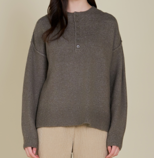 Field Grey Half Placket Sweater