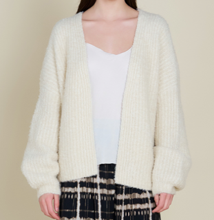 Ivory Curly Yarn Cardigan