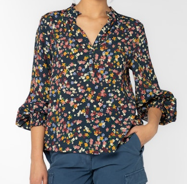 Navy Floral Top