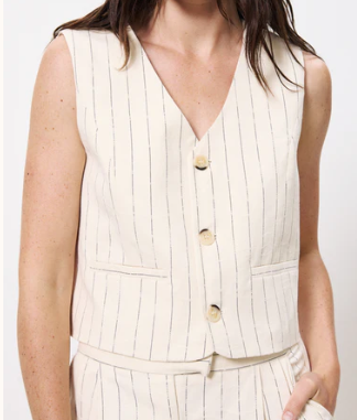 Creme Pinstripe Vest