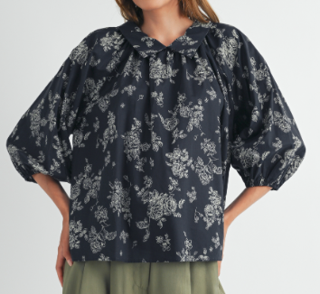 Black floral blouse