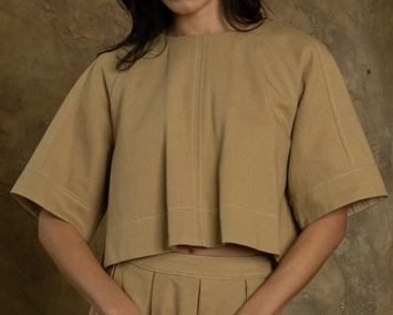 Latte Pleated Top