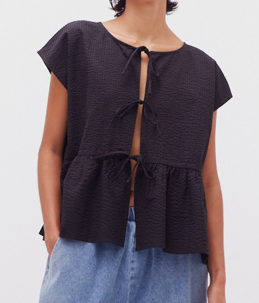 Seersucker Front Tie Top