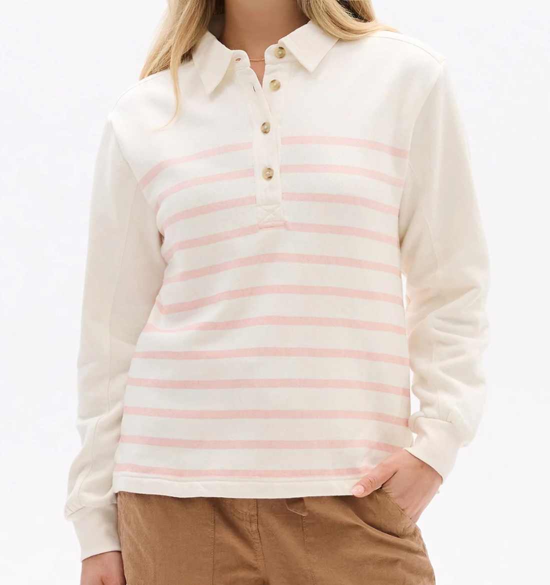 Pink Stripe Polo Top