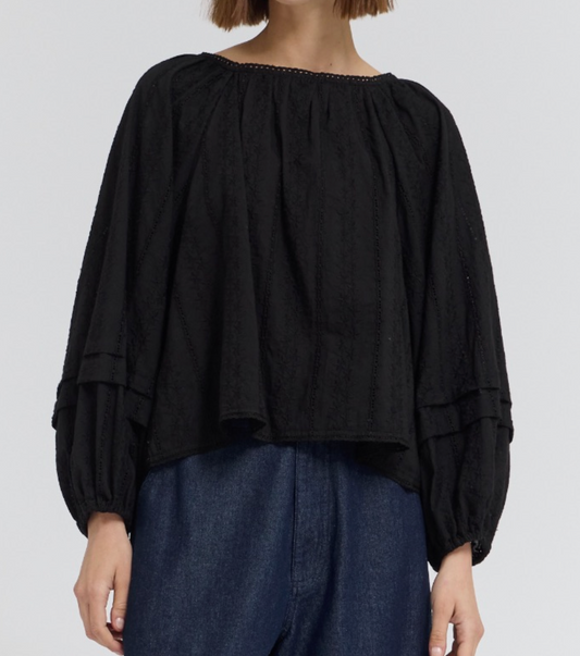 Black Eyelet Top