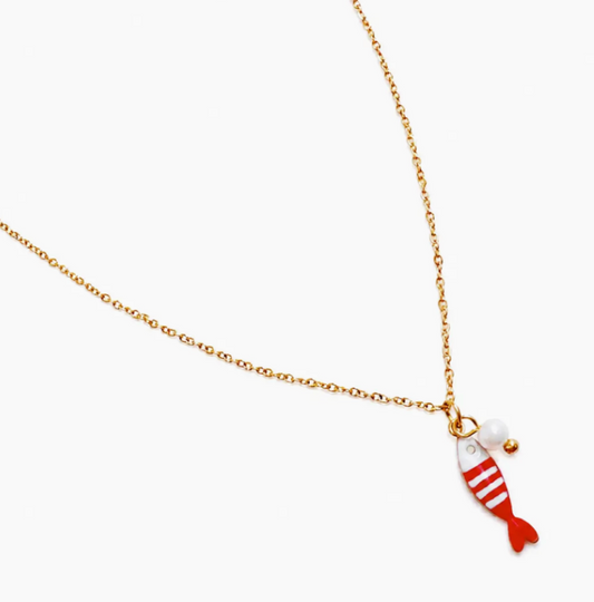 Fish and Pearl Necklace