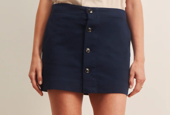 Navy Button Skirt