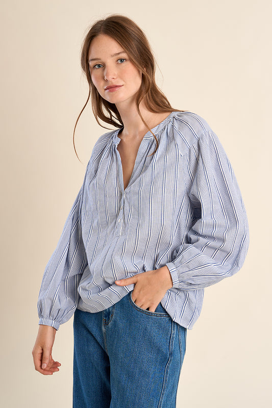Sea Blue Stripe Top