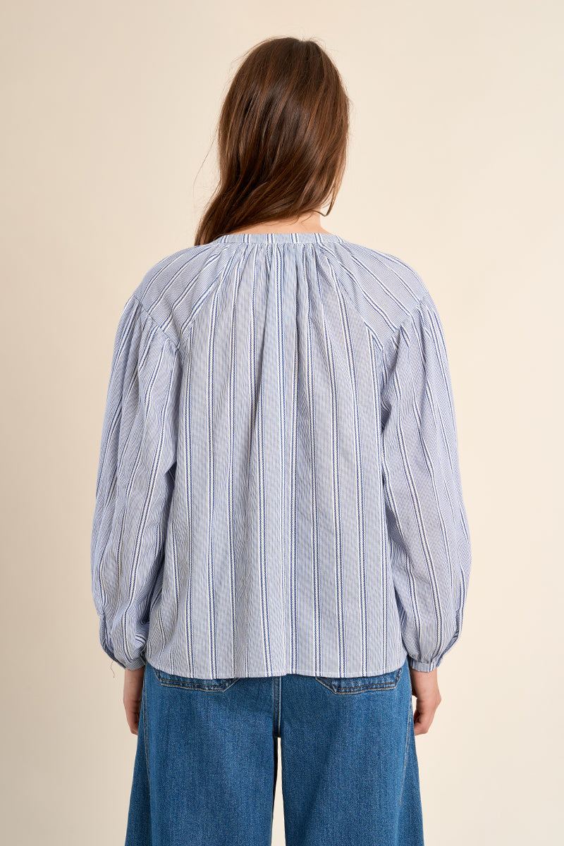 Sea Blue Stripe Top