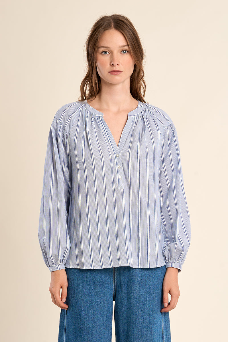 Sea Blue Stripe Top