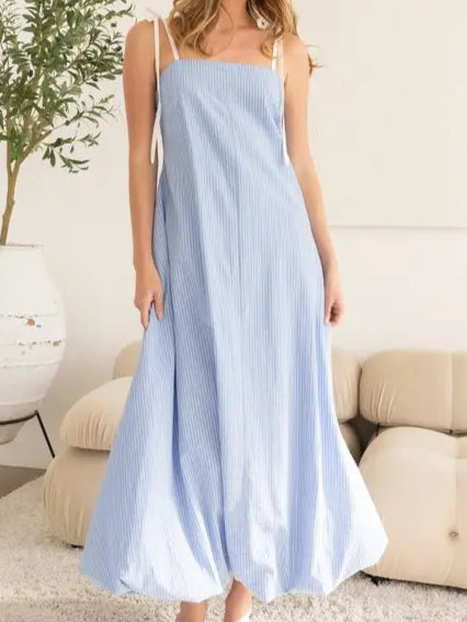 Shoulder Tie Stripe Dress
