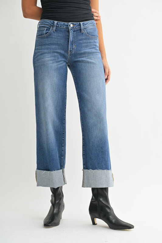 Dark Denim Cuff Jeans